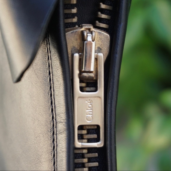 CHLOE Leather Boots, combat style with zipper calf height orange lining sz 37.5 - Picture 15 of 16